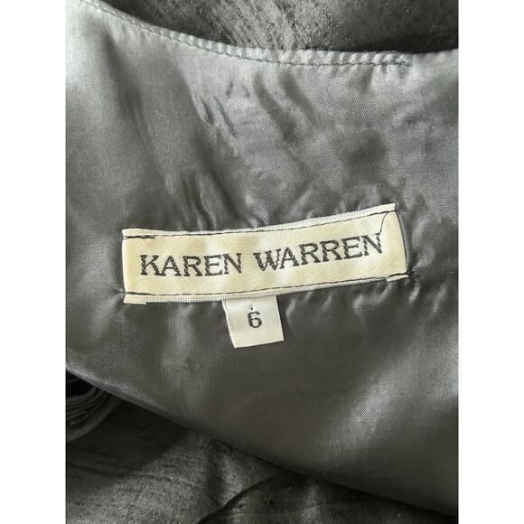 Karen Warren Black Sleeveless Raw Silk Cocktail Event Dress Sz 6 8 Wedding Guest - Picture 8 of 9